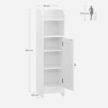 Slim Bathroom Floor Storage Cabinet Adjustable Shelves, 11 of 12