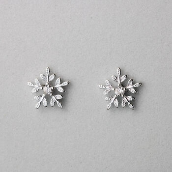 Sterling Silver Snowflake Stud Earrings, 5 of 7