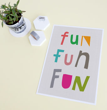 Fun Fun Fun, Colourful Typography Print, 3 of 4