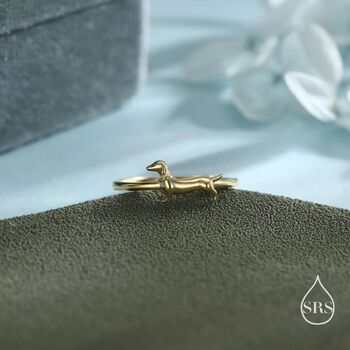 Sterling Silver Sausage Dog Ring, 4 of 12