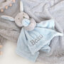 Personalised Blue Bunny Rabbit Baby Comforter, thumbnail 6 of 12