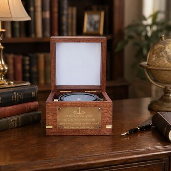 Personalised Glass Lid Gimbal Compass With Bronze Plaque, 5 of 9