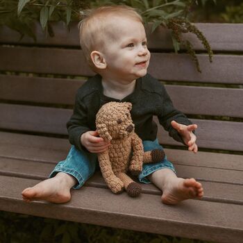 Fairtrade Crochet Baby Soft Toy Golden Doodle, 2 of 5
