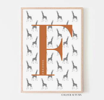 Personalised Giraffe Initial Print, 3 of 12