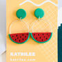 Watermelon Polymer Clay Hoop Stud Earrings, thumbnail 3 of 3