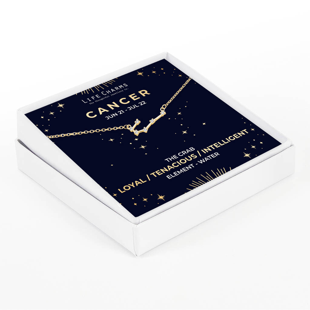 Cancer Gold Zodiac Constellation Necklace, 1 of 3