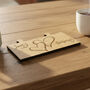 Personalised Couples Coaster Set With Hearts, Engraved Jigsaw Wooden Coaster, thumbnail 3 of 6