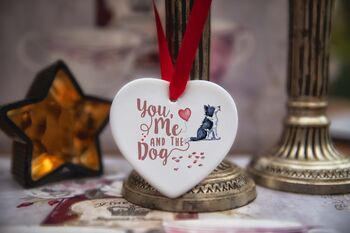 Dog Breed You Me And The Dog Ceramic Heart, 2 of 10