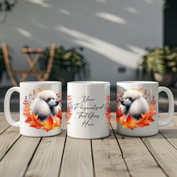 Personalised Dog Mug Poodle In An Autumn Wreath, 2 of 2