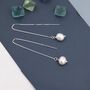 Baroque Pearl Threader Earrings In Sterling Silver, thumbnail 4 of 10