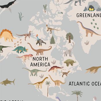 Personalised Dinosaur World Map Print, 4 of 5