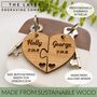 Personalised Jigsaw Heart Oak Keyring Name And Date, thumbnail 2 of 7