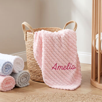 Personalised Pink Embossed Fleece Baby Blanket, 2 of 12