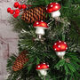 G Decor Set Of Four Holiday Glass Mushroom Clips, thumbnail 4 of 4