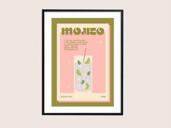 Retro Mojito Cocktail Print, 3 of 6
