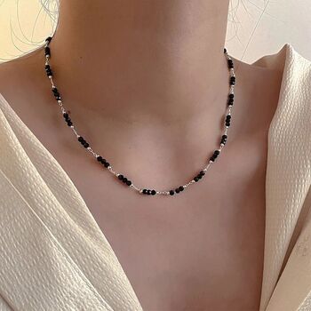 Black Crystal Beaded Mangalsutra Choker Necklace, 4 of 5