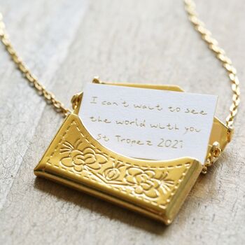 Personalised Envelope Locket Necklace With Hidden Charm, 5 of 10
