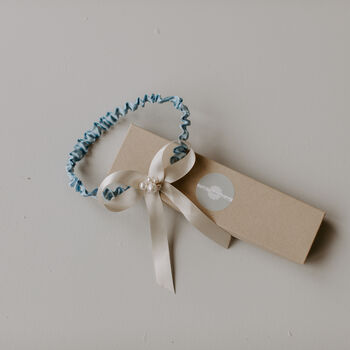Personalised Something Blue Two Size Wedding Garter, 3 of 6