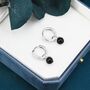 Sterling Silver Dangling Black Onyx Hoop Earrings, thumbnail 8 of 11