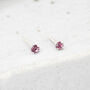 Mini Sterling Silver Pink Tourmaline Stud Earrings, thumbnail 1 of 6