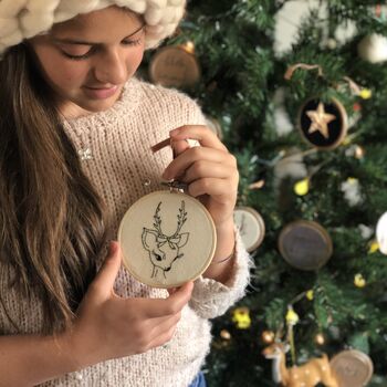 Embroidered Christmas Reindeer Hoop, 3 of 5