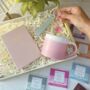 Stylish Gift Box For Her – Ombre Mug, Notebook And Keyring Set In Green, Pink Or Blue, thumbnail 2 of 12