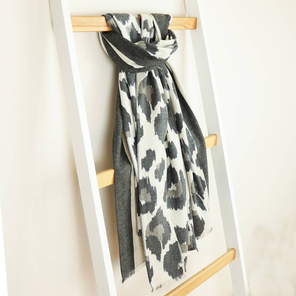 Cashmere Leopard Print Scarf By Hayley & Co