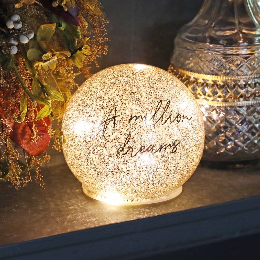 Personalised Medium LED Gold Glitter Light Globe, 1 of 4