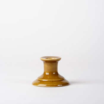 Handcrafted Ceramic Yellow Ochre Taper Candle Stick, 2 of 3