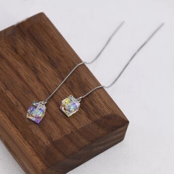 Aurora Cz Cube Threader Earrings, 2 of 10