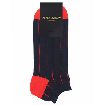 Pin Stripe Navy And Classic Navy Men's Trainer Socks, 7 of 9