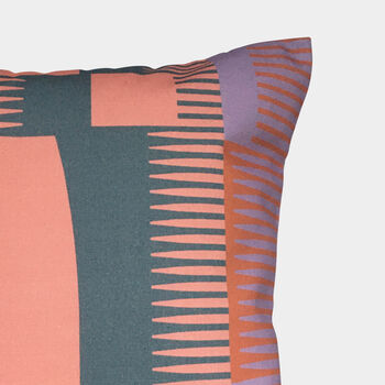 Square Combed Stripe Cushion Coral / Pewter, 2 of 2