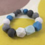Chunky Geometric Blue And Grey Bead Bracelet, thumbnail 1 of 2