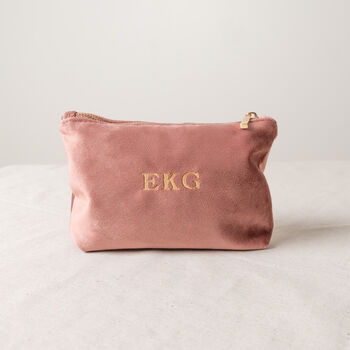 Embroidered Initials Personalised Velvet Pouch, 2 of 4