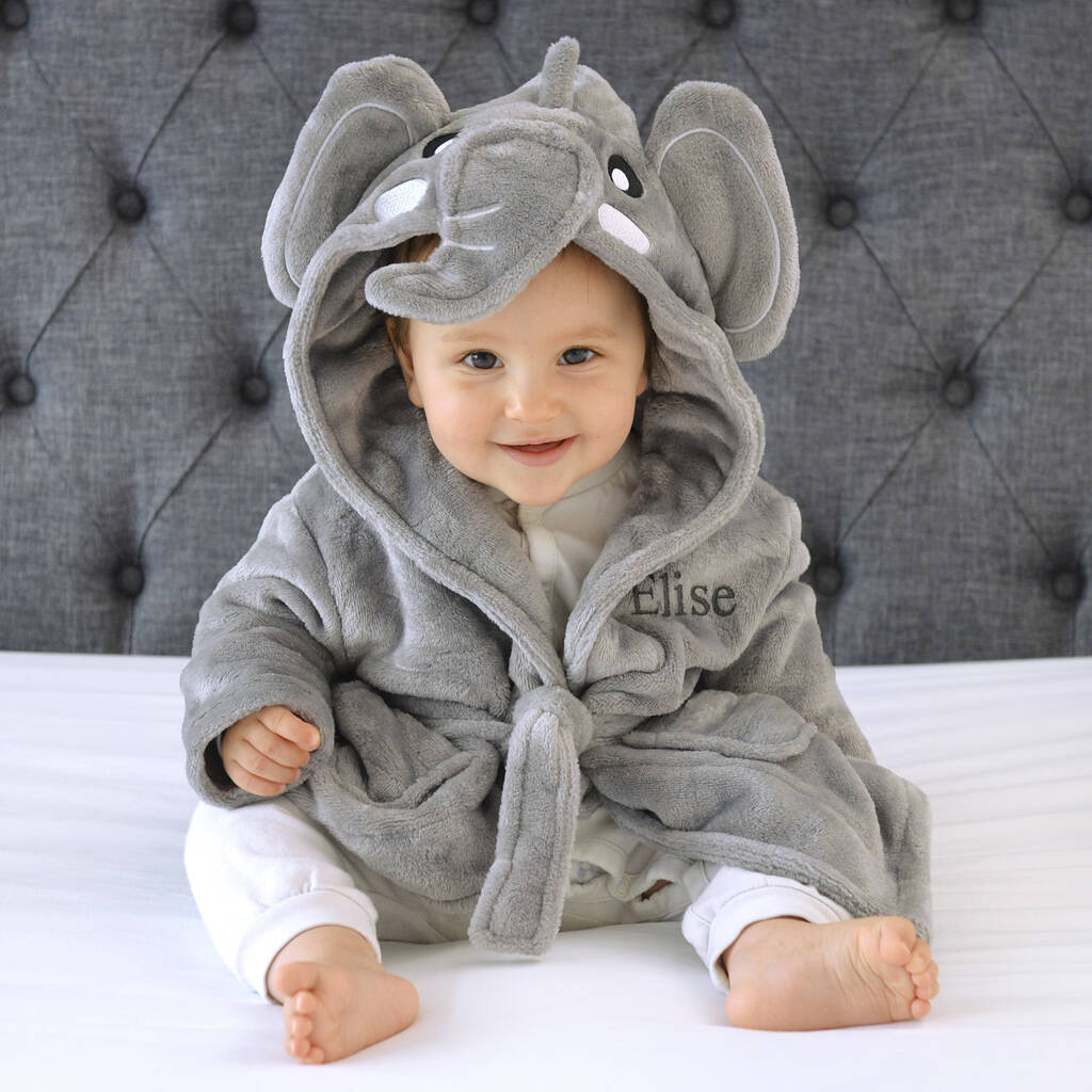Gepersonaliseerde Baby Elephant Dressing Gown Kleding Unisex kinderkleding Pyjamas & Badjassen Jurken 