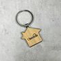 Personalised Bamboo And Metal House Shaped Keyring, thumbnail 3 of 5