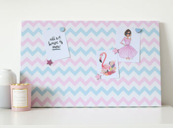 Pink And Blue Chevron Magnetic Noticeboard, 2 of 3