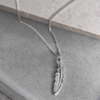 Sterling Silver Silver Feather Necklace, 9 of 12