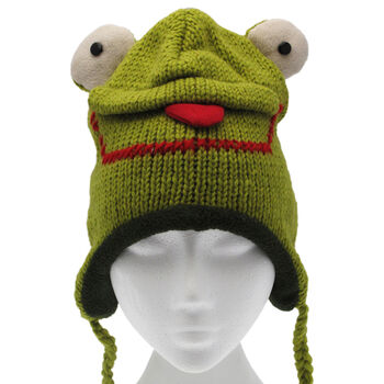 Frog Hand Knitted Woollen Animal Hat, 5 of 5