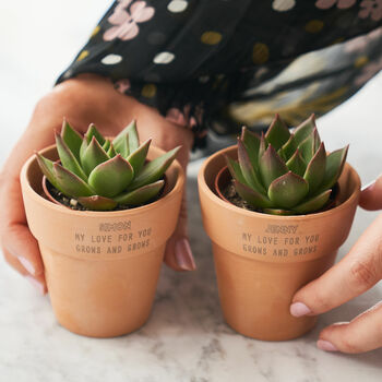 Couples Set Of Two Personalised Terracotta Plant Pots, 5 of 5