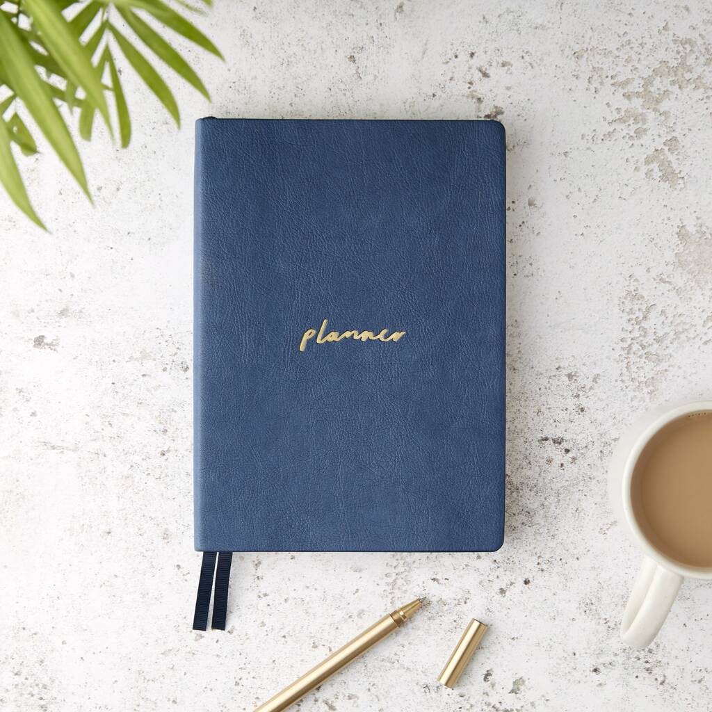 Daily Planner Book Navy Blue By Old English Company