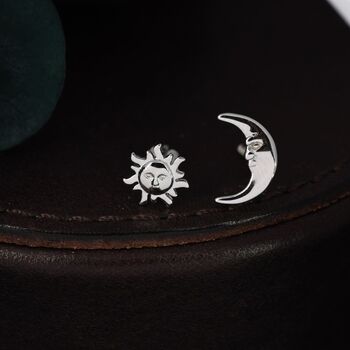 Mismatched Sun And Moon Stud Earrings, 4 of 12