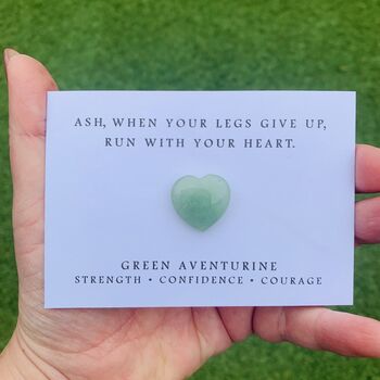Personalised Running Present With Keepsake Green Aventurine Heart, 2 of 5