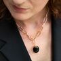 Maria Gold Plated Open Chain Onyx Stone Necklace, thumbnail 1 of 3