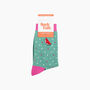 Embroidered Watermelon Combed Cotton Socks In Mint/Pink, thumbnail 3 of 4