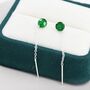 Emerald Green Cz Threader Earrings Sterling Silver, thumbnail 7 of 12
