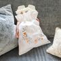 Personalised Wildflower Wedding Embroidered Keepsake Drawstring Bride Bag, thumbnail 1 of 6