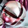 Red Stripe Silver Glitter Baubles Box Of Four, thumbnail 3 of 5