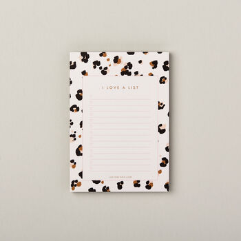 A6 I Love Lists Notepad, Cheetah Print, 2 of 10