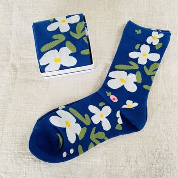 Pair Of Eco Friendly Floral Socks ~ Boxed, 3 of 4